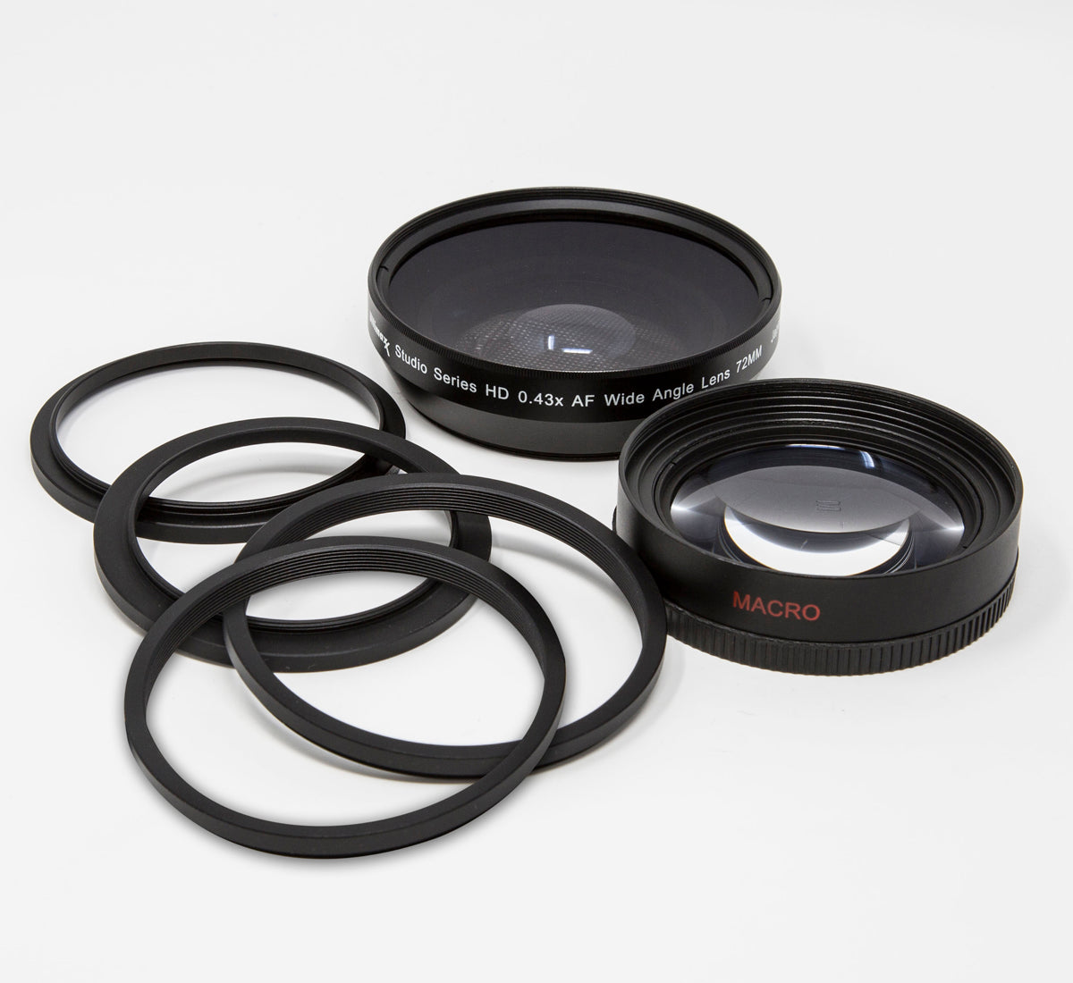 Ultimaxx 0.43x Wide-Angle Lens Attachment - 72mm - with 62mm to 72mm, 67mm to 72mm, 77mm to 72mm, 82mm to 72mm adapter rings