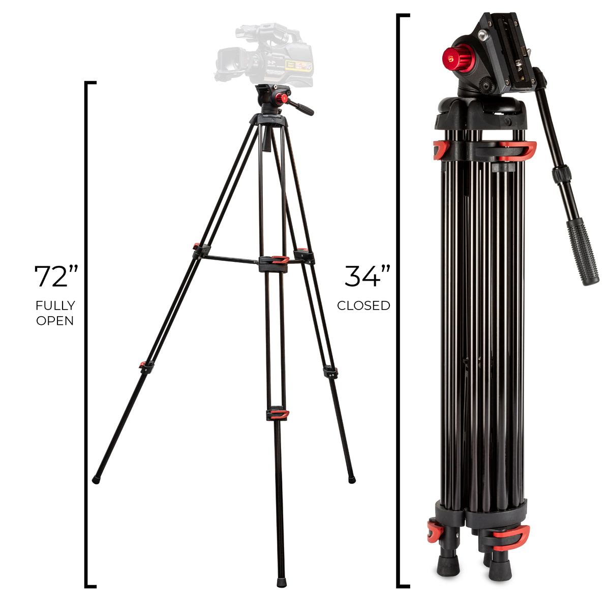 ULTIMAXX 72" Professional Deluxe Video Tripod