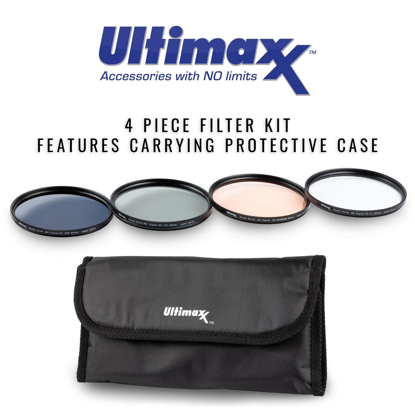 ULTIMAXX 4 Piece Multi Coated HD Filter Kit 95mm (UV, CPL, Warming, ND9)