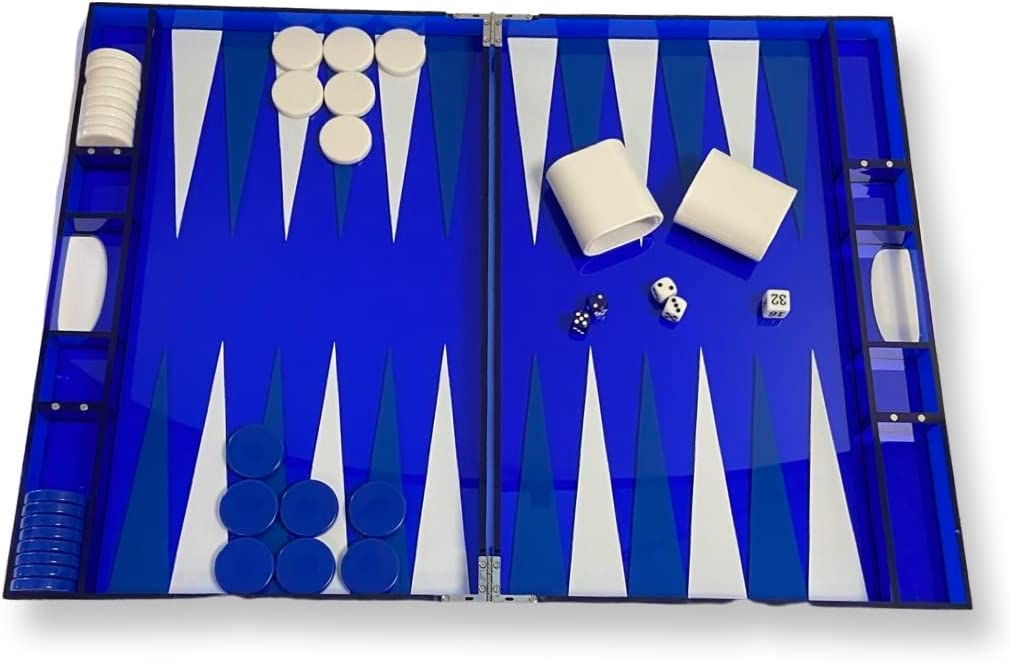 Lucite Acrylic Backgammon Set (Clear Blue)