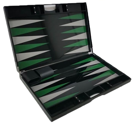 Lucite Acrylic Backgammon Set 18" Large Premium Board and Pieces (Black/Green)